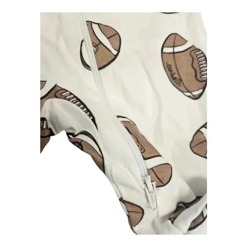 Preemie Football Footed Pajamas Bodysuit with Cuffed Sleeves and Zipper NWT